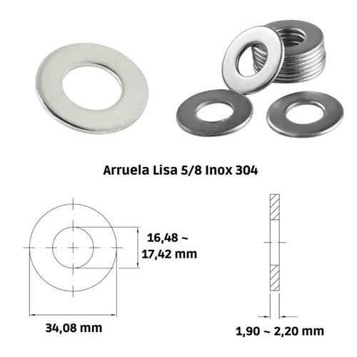 Arruela Lisa 5/8 Inox 304 A2