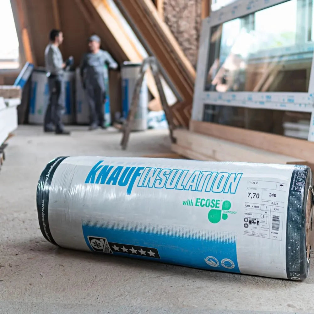 Manta Lã de Vidro Knauf - Rolo 24m² 50x1200x20000mm - 12kg/m³ (Pré corte 60cm)