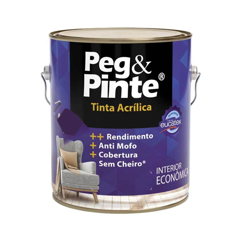 Tinta Acrílica Eucatex Peg e Pinte Interior Branco Neve