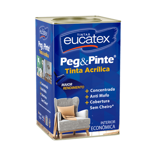 Tinta Acrílica Eucatex Peg e Pinte Interior Branco Neve