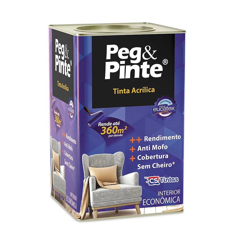 Tinta Acrílica Eucatex Peg e Pinte Interior Branco Neve