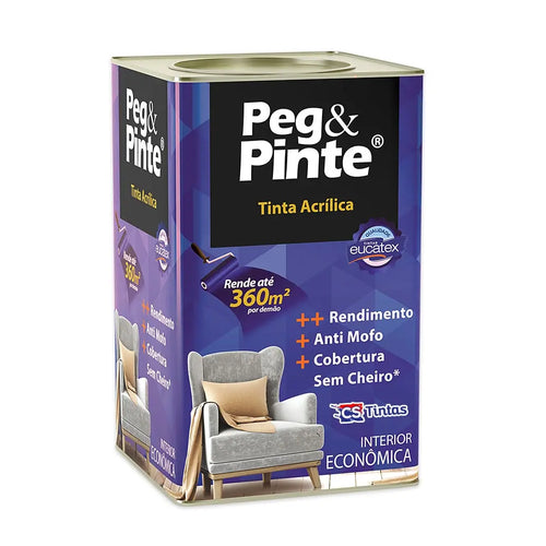 Tinta Acrílica Eucatex Peg e Pinte Interior Branco Neve
